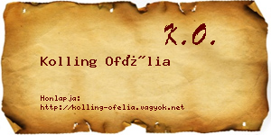 Kolling Ofélia névjegykártya
